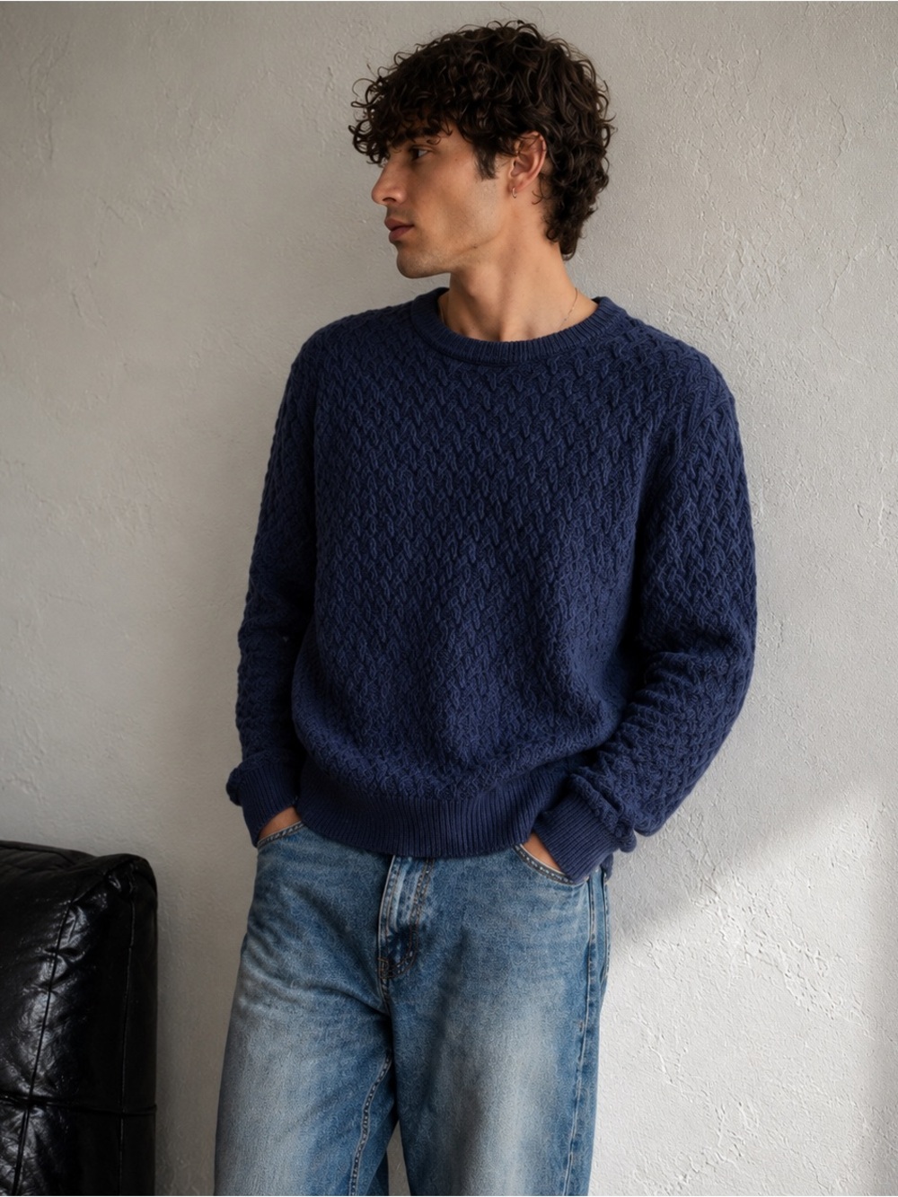 Banana Republic Cable‎ Knit Sweater Organic Cotton Minimalist Scandi Normcore L